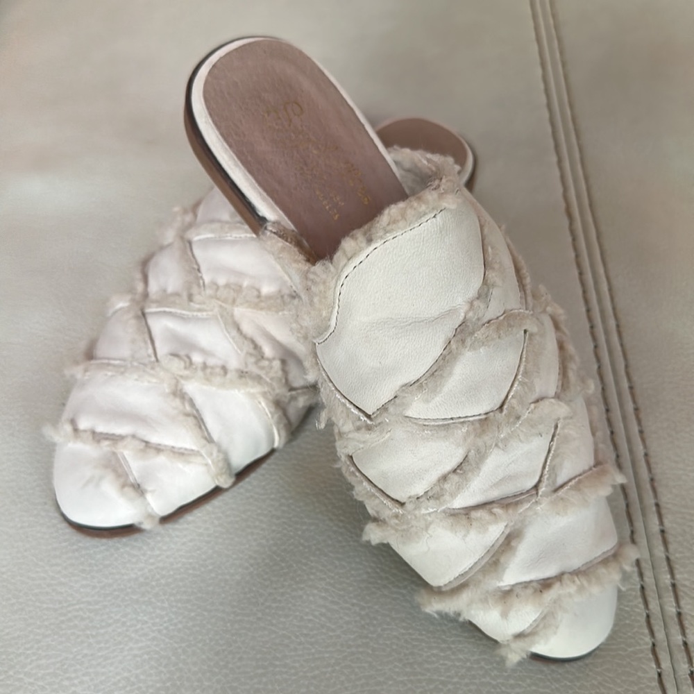 Seychelles Womens Survival Cozy Ivory Leather Slip On Mules Shoes